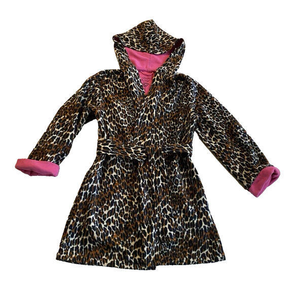 BETSEY JOHNSON Fleece Robe Womens S Small Leopard Print w Belt & Hood Soft Robe - Picture 8 of 16